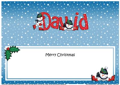Merry Christmas David Snowmen Matching Large Dl Insert