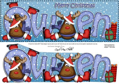 Merry Christmas Owen Rudolph Large Dl & 3D Decoupage