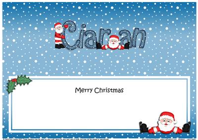 Merry Christmas Ciaran Santa Matching Large Dl Insert