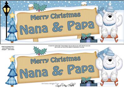 Xmas Nana & Papa Bear Signpost Large Dl Easicut Decoupage