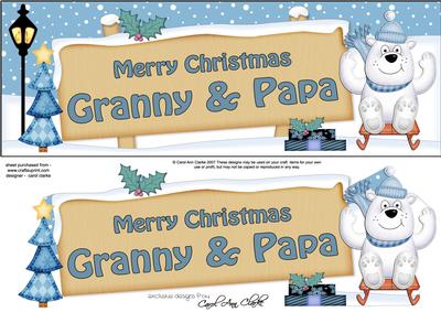 Xmas Granny & Papa Bear Signpost Large Dl Easicut Decoupage