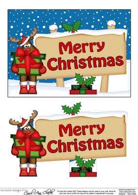 Christmas Rudolph Signpost 5x7 Easicut Decoupage