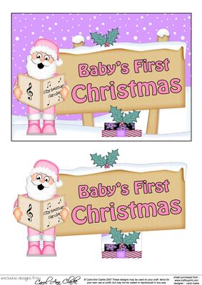 Baby's 1st Christmas Santa Signpost 5x7 Easicut Decoupage