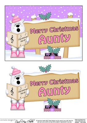 Christmas Aunty Polar Bear Signpost 5x7 Easicut Decoupage