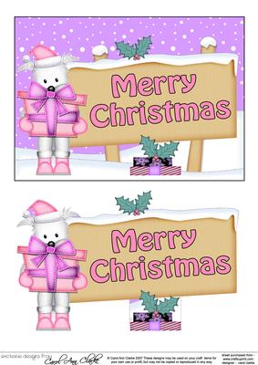 Merry Christmas Westie Dog Signpost 5x7 Easicut Decoupage