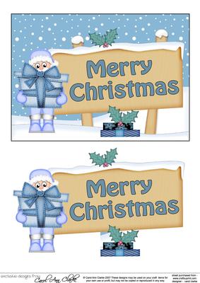 Merry Christmas Santa Signpost 5x7 Easicut Decoupage