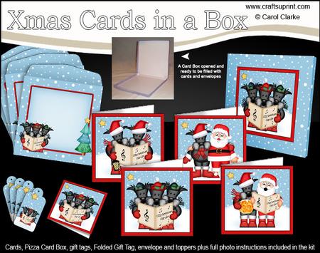 Christmas Scottie Dogs & Santa Cards in a Box Bumper Kit
