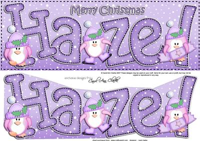 Merry Christmas Hazel Penguins Large Dl & 3D Decoupage