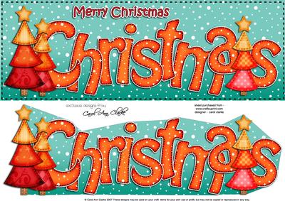 Large Dl Merry Christmas Trees Quick Card 3D Decoupage