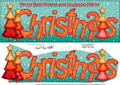 Large Dl Christmas Husband Trees Quick Card 3D Decoupage