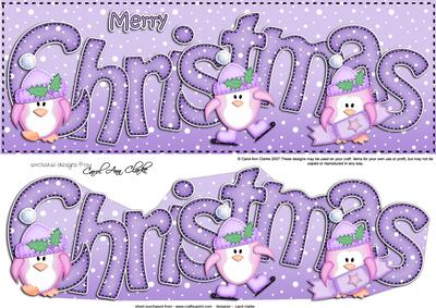 Large Dl Merry Christmas Penguins Quick Card 3D Decoupage