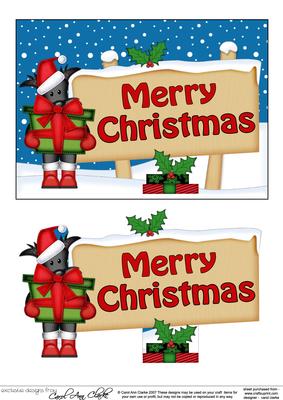 Xmas Merry Christmas Dog Signpost 5x7 Easicut Decoupage