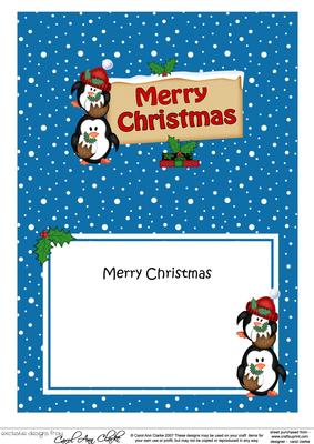 Xmas Merry Christmas Penguins Signpost 5x7 Matching Insert