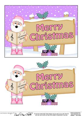 Xmas Merry Christmas Santa Signpost 5x7 Easicut Decoupage