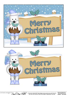 Xmas Merry Christmas Dog Signpost 5x7 Easicut Decoupage
