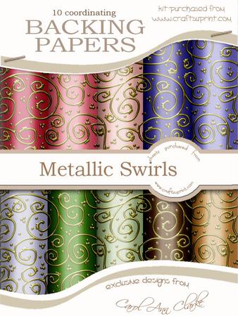 Pretty Rose 'gold Metallic Swirls' Backing Papers Kit