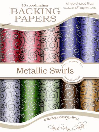 Pretty Rose 'silver Metallic Swirls' Backing Papers Kit