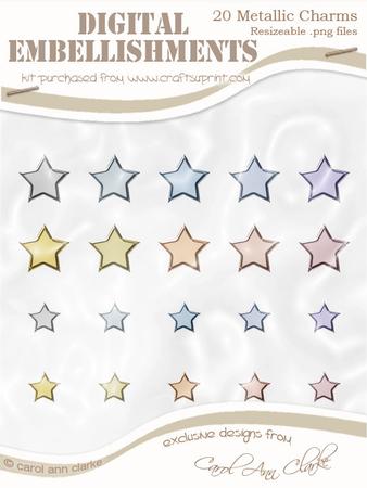 'metallic Stars' Digital Embellishments