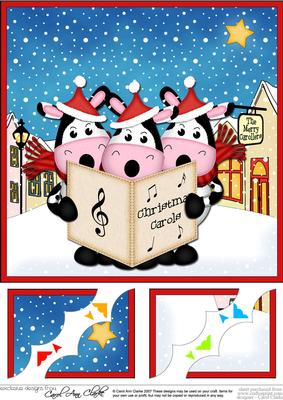 8 x 8 Carol Singing Cows Merry Carollers Scalloped Topp