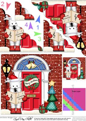 Singing Westie Dog Christmas Door Scallop Corner Stacker