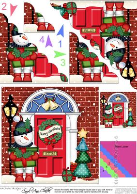 Snowman's Present Christmas Door Scallop Corner Stacker