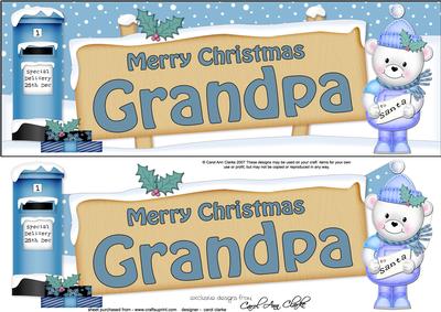 Christmas Grandpa Teddy Signpost Lge Dl Easicut Decoupage