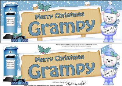 Christmas Grampy Teddy Signpost Lge Dl Easicut Decoupage