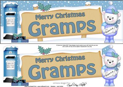 Christmas Gramps Teddy Signpost Lge Dl Easicut Decoupage
