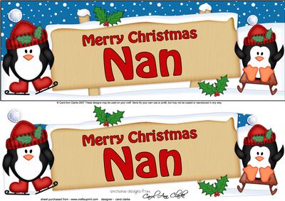 Xmas Nan Penguins Signpost Lge Dl Easicut 3D Decoupage