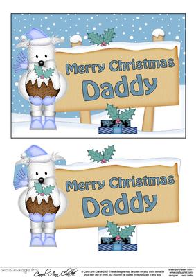 Xmas Daddy Westie Dog Signpost 5x7 Easicut Decoupage