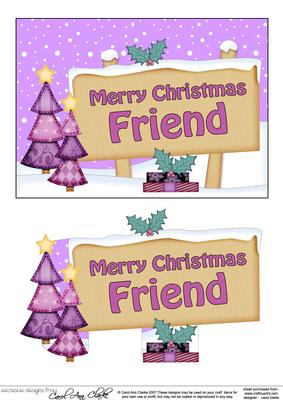 Xmas Friend Trees Signpost 5x7 Easicut Decoupage