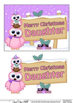 Xmas Daughter Owls Signpost 5x7 Easicut Decoupage