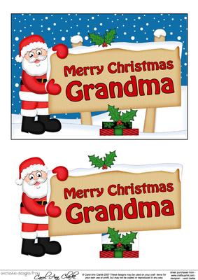 Xmas Grandma Santa Signpost 5x7 Easicut Decoupage