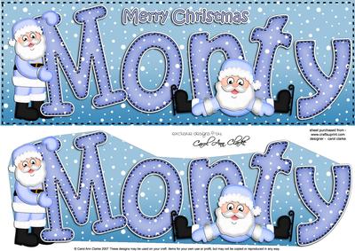 Merry Christmas Monty Santa Large Dl & 3D Decoupage