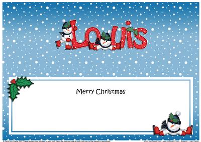 Merry Christmas Louis Snowmen Matching Large Dl Insert