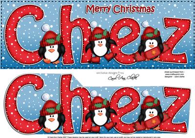 Merry Christmas Chez Penguins Large Dl & 3D Decoupage