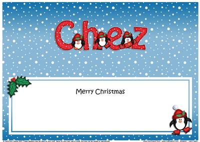 Merry Christmas Chez Penguins Matching Large Dl Insert