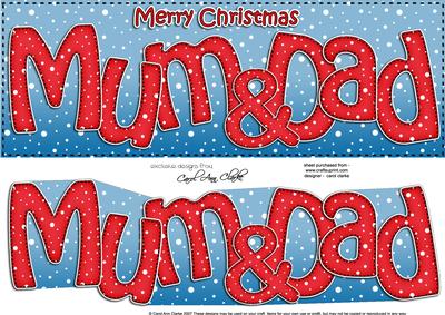 Large Dl Xmas Mum & Dad Quick Card 3D Decoupage