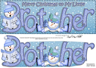Large Dl Xmas Little Brother Snowmen Quick Card 3D Decoupage