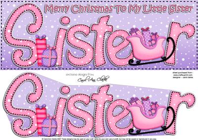 Large Dl Xmas Little Sister Sleigh Quick Card 3D Decoupage