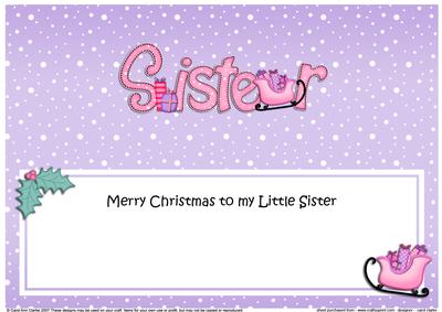 Xmas Little Sister Sleigh Matching Large Dl Insert