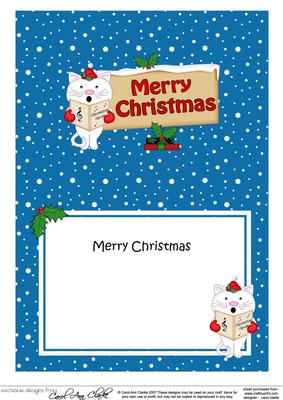 Xmas Merry Christmas Cat Signpost 5x7 Matching Insert