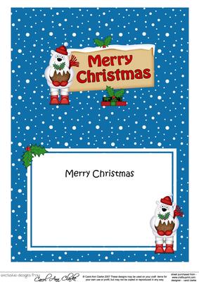 Xmas Merry Christmas Bear Signpost 5x7 Matching Insert