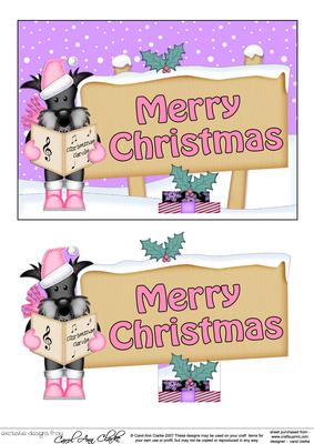 Xmas Merry Christmas Dog Signpost 5x7 Easicut Decoupage