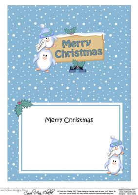 Xmas Merry Christmas Penguins Signpost 5x7 Matching Insert