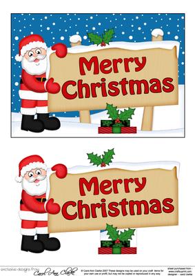 Xmas Merry Christmas Santa Signpost 5x7 Easicut Decoupage