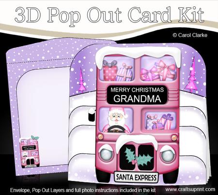 3D Xmas Santa Express Grandma Pop Out Card Kit