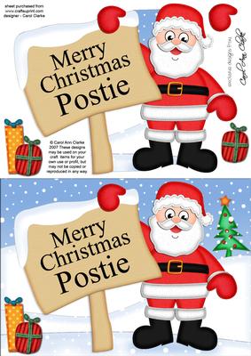 Xmas Personalised Postie A5 Quick Card 3D Decoupage