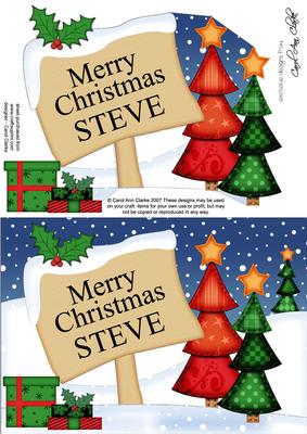 Xmas Personalised Steve A5 Quick Card 3D Decoupage