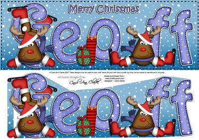 Merry Christmas Geoff Rudolph Large Dl & 3D Decoupage